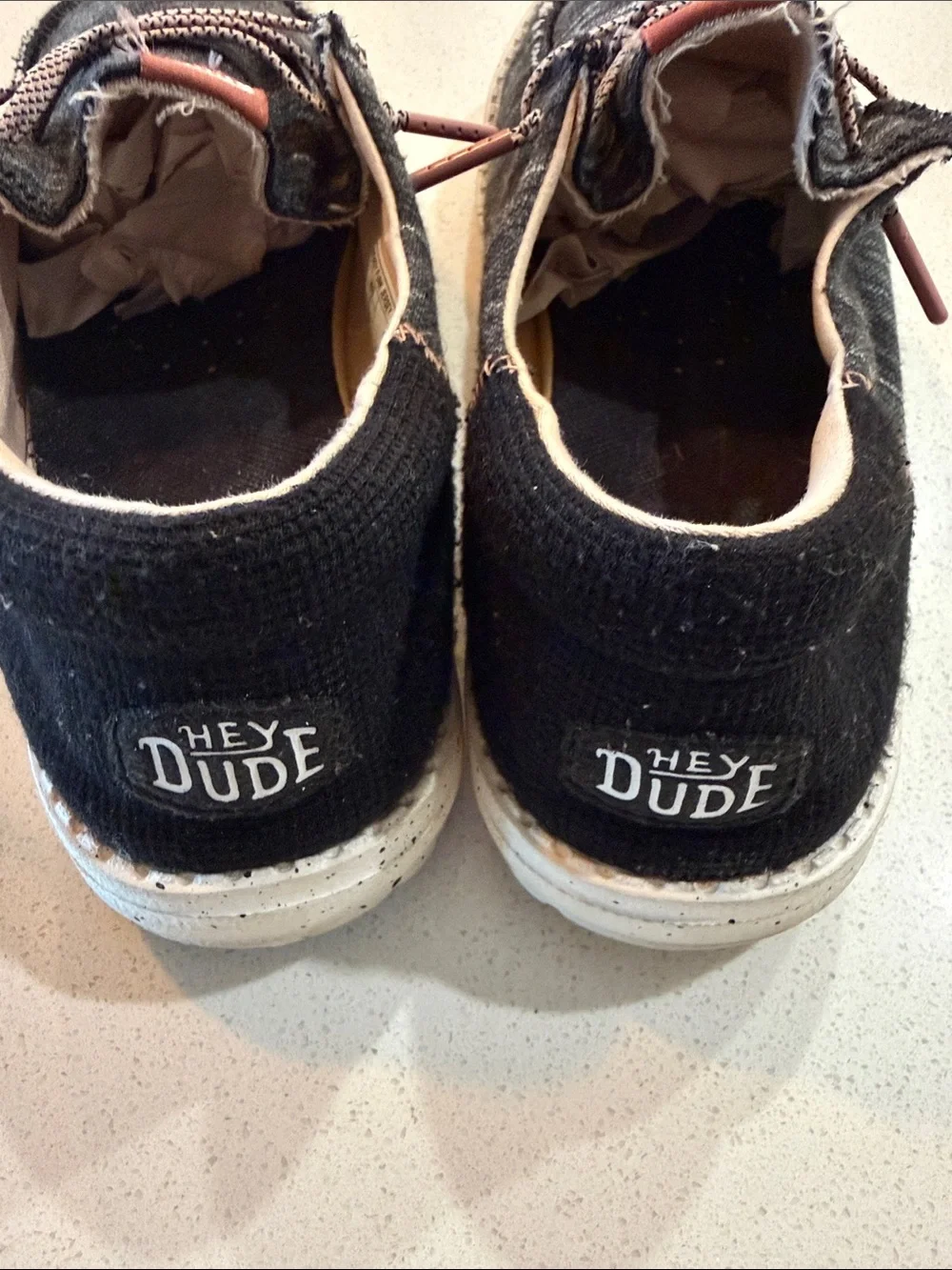 Hey Dude Women’s Wendy Funk Jersey Casual Shoes - Black with Pink Accents Size 8